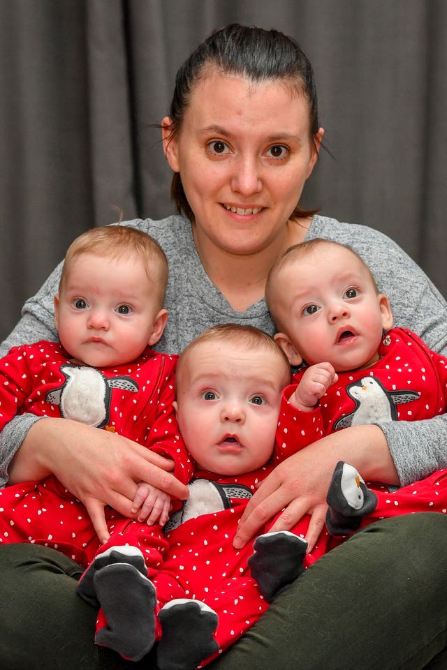 Triplets celebrate first Christmas