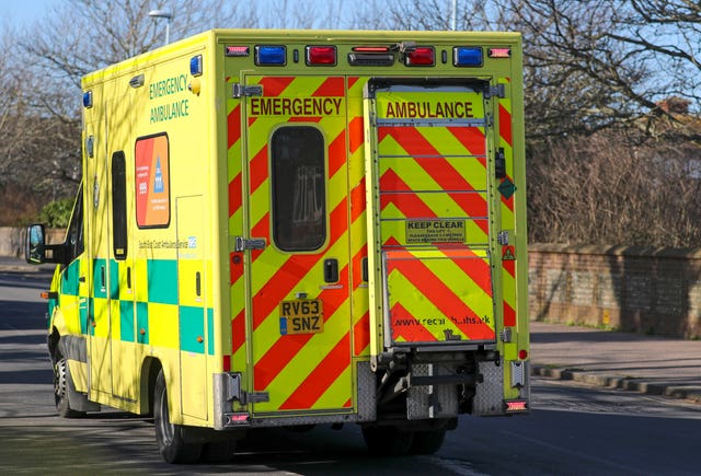 A South East Coast ambulance outside Worthing Hospital (Steve Parsons/PA)