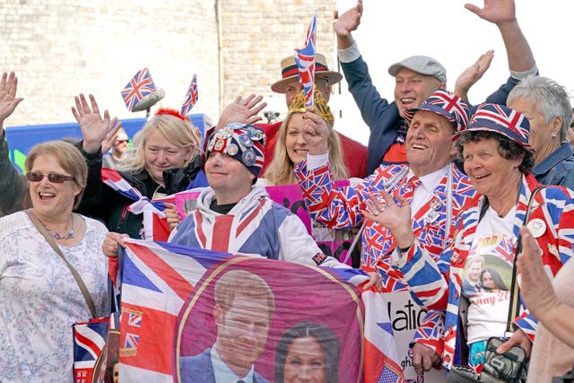 Royal fans in Windsor ahead of the wedding of Prince Harry and Meghan Markle (Owen Humphreys/PA)