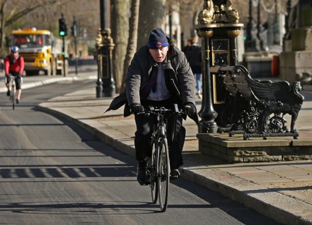 Boris Johnson on his bike in 2016, when he was mayor of London 