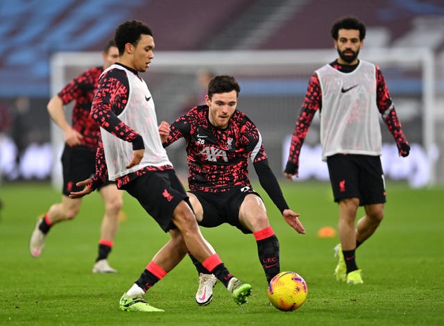 Trent Alexander-Arnold, Andy Robertson and Mohamad Salah