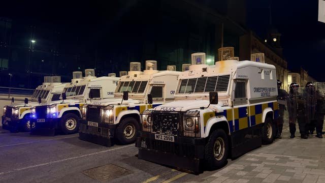 A row of PSNI armoured vehicles