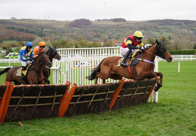 Knight Salute (right) on his way to victory at Cheltenham