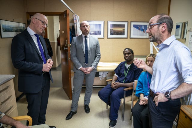 John Swinney during a visit to Kirriemuir Health Centre