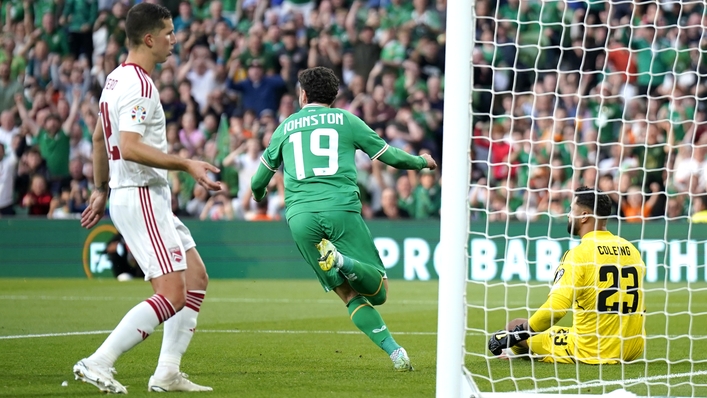 爱尔兰 3-0 直布罗陀：约翰斯顿帮助东道主取得胜利【欧洲杯预选赛直播】