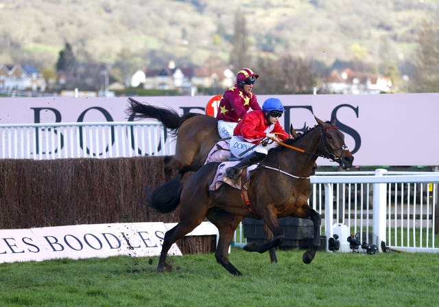 Rachael Blackmore and the Henry de Bromhead-trained A Plus Tard on the way to victory in the Gold Cup