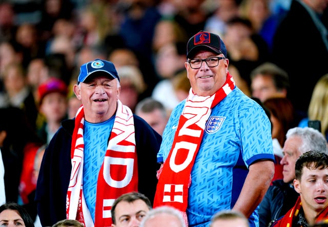 England fans in the stands ahead of the Women’s World Cup final in Sydney