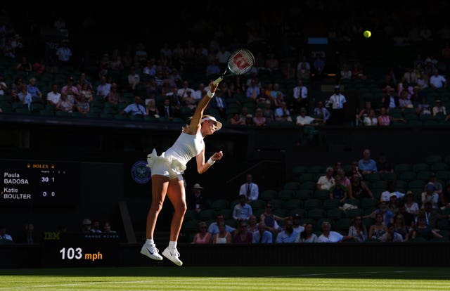 Katie Boulter serves