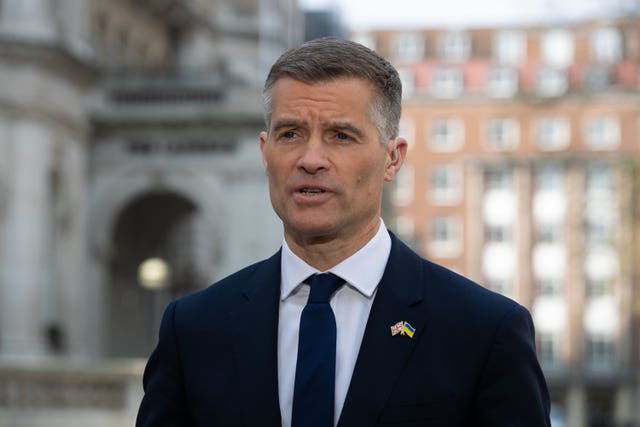 Transport Secretary Mark Harper speaks to media outside BBC Broadcasting House in London