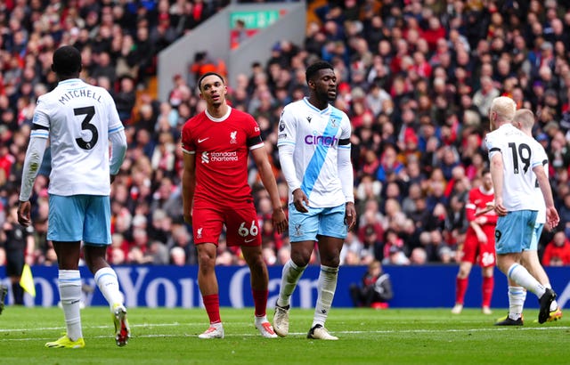 Trent Alexander-Arnold made a disappointing return to action against Palace on Sunday
