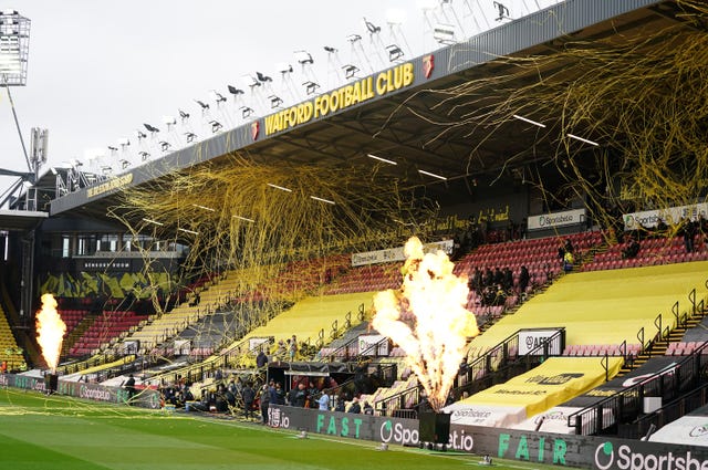 Pyrotechnics explode at Vicarage Road