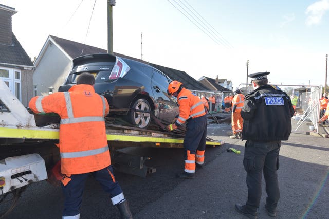 The Toyota was removed shortly before midday on Monday (Nick Ansell/PA)