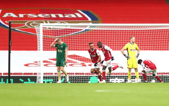 Nicolas Pepe's goal against Sheffield United on October 4 was the last time Arsenal scored from open play in the Premier League.