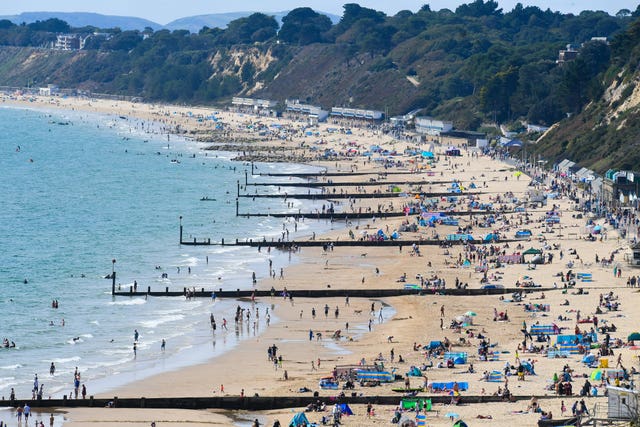 The sunshine brought crowds to Bournemouth beach