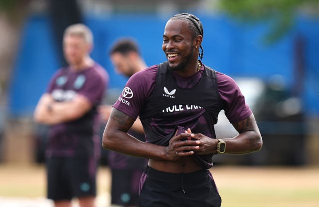 Jofra Archer training with England's Test team at Edgbaston.