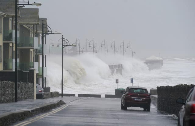 Waves at high tide in Tramore in Co Waterford