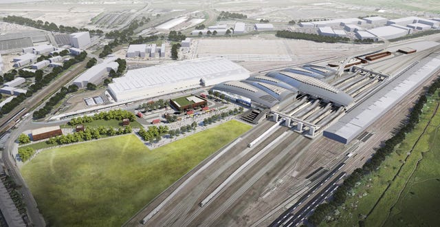 Image issued by HS2 of the proposed Old Oak Common Station in west London (HS2/PA)