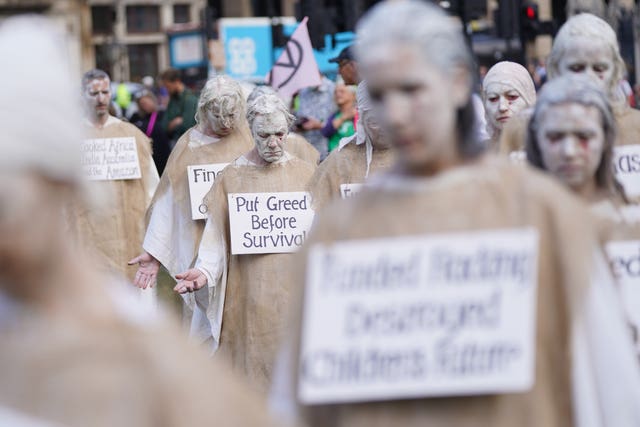 A protest by members of Extinction Rebellion in Parliament Square 