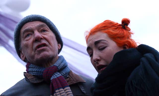Dirk and Rose Campbell, father and sister of Anna Campbell at a vigil in her home town of Lewes, East Sussex (Gareth Fuller/PA)