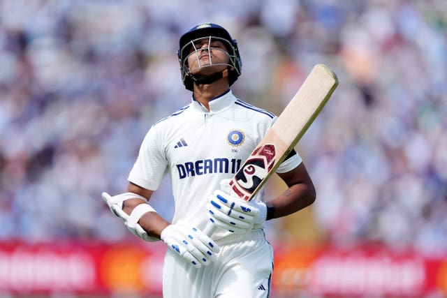 India opener Yashasvi Jaiswal stands dejected after being dismissed