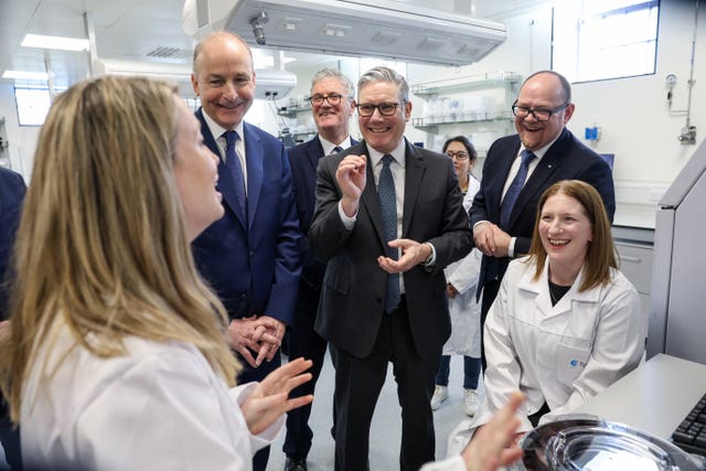 Sir Keir Starmer and Micheal Martin visit a laboratory at the Tyndall National Institute in Cork 