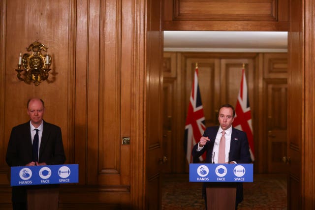 Chief medical officer Chris Whitty and Health Secretary Matt Hancock during Thursday's briefing