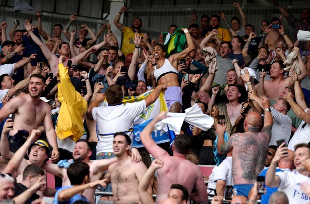 Raphinha (white vest) was hugely popular among Leeds ans after two seasons at Elland Road