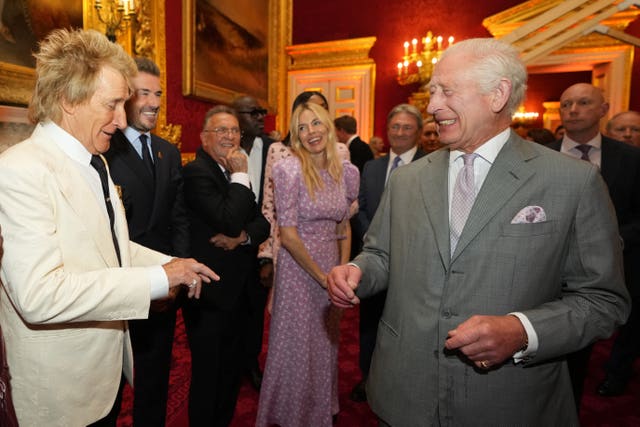 Sir Rod Stewart, David Beckham and Sienna Miller with the King at the King’s Foundation charity’s inaugural awards in 2024