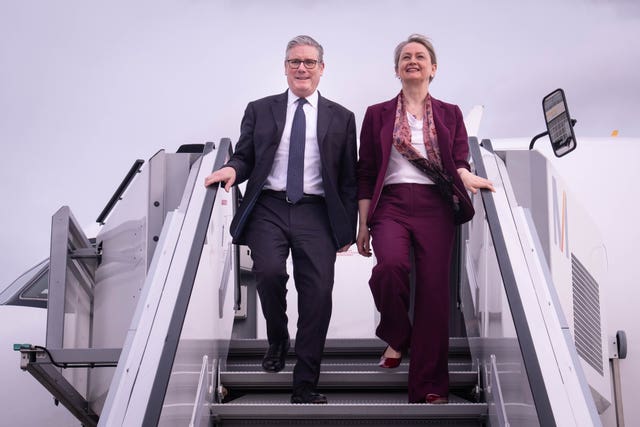 Prime Minister Sir Keir Starmer and Foreign Secretary Yvette Cooper arriving at Munich Airport, Germany, ahead of the Munich Security Conference