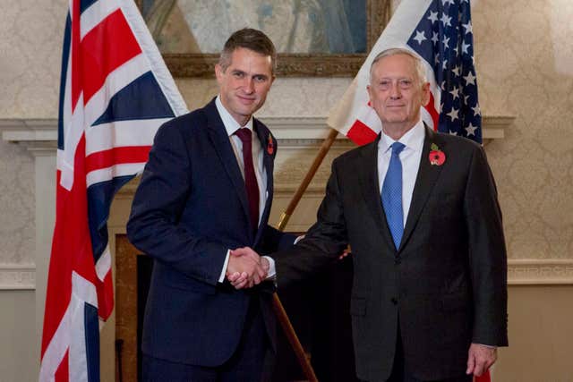 Gavin Williamson and US counterpart Jim Mattis are at odds over the Beatles terror suspects (Rick Findler/PA)