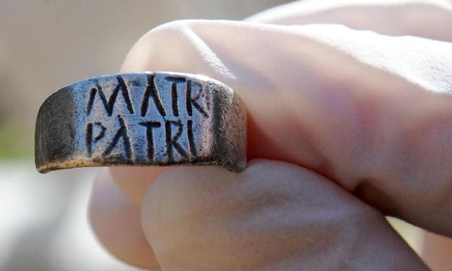 A ring dating back to the third century inscribed with the words “mum” and “dad” (Owen Humphreys/PA)