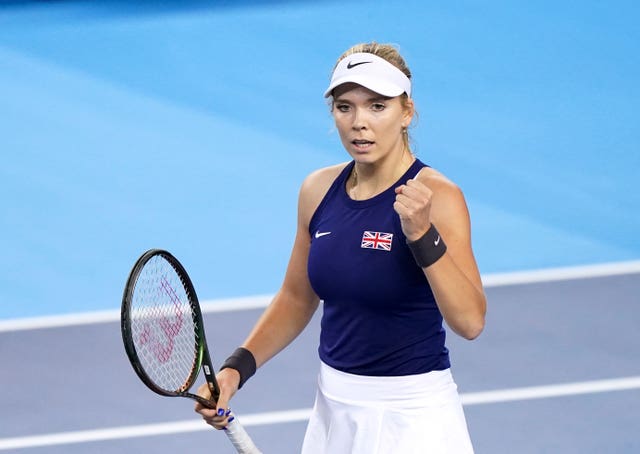 Katie Boulter clenches her fist 