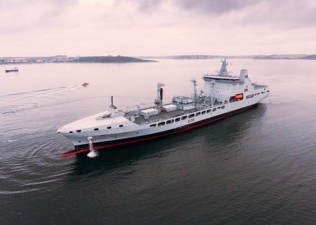 RFA Tideforce arriving in Falmouth Yard, Cornwall in 2018