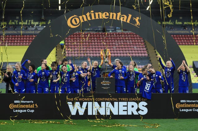 Chelsea Women celebrate their League Cup victory