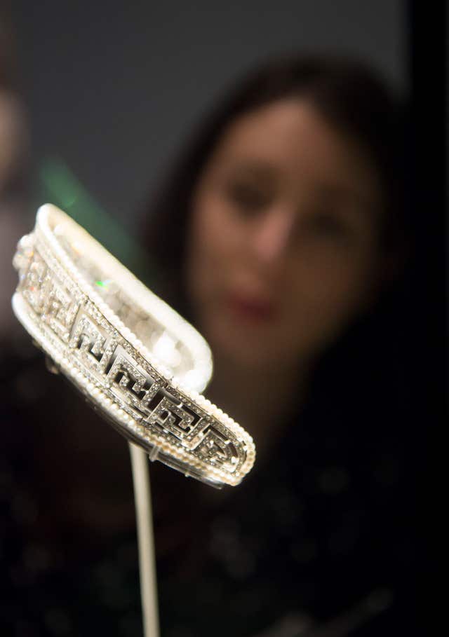 The precious Cartier tiara recovered from the sinking Lusitania in 1915 (David Mirzoeff/PA)