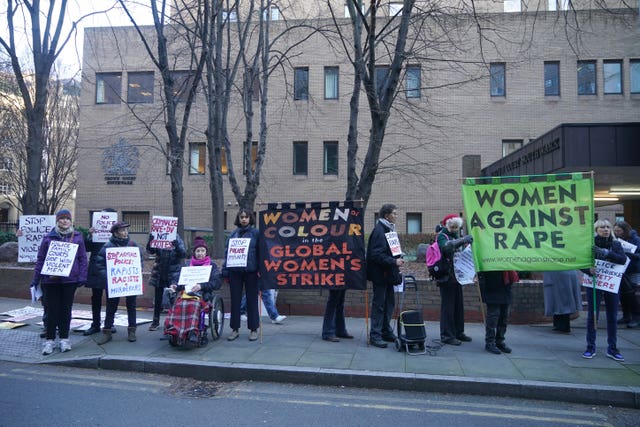 Protesters outside court ahead of Carrick's sentencing