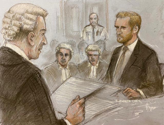 Court artist sketch of the Duke of Sussex 