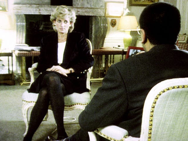 Diana during her interview with Martin Bashir (BBC screen grab/PA)