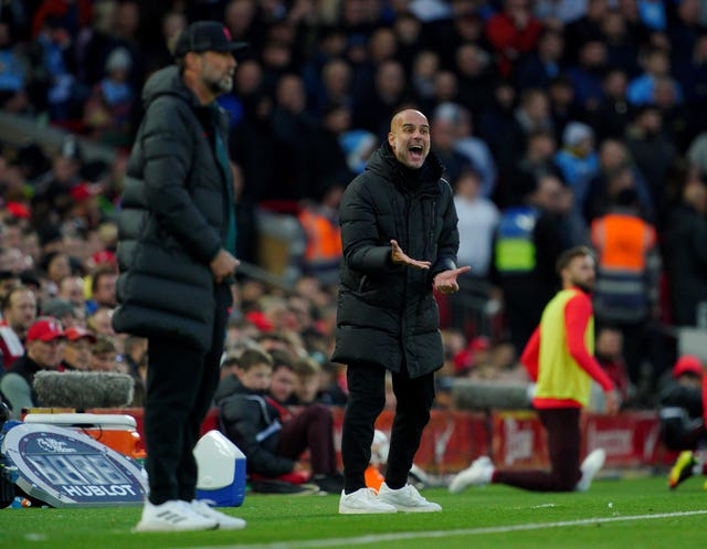 Jurgen Klopp and Pep Guardiola on the touchline