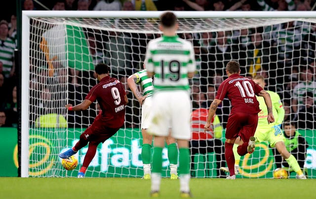 Billel Omrani scored twice for Cluj at Celtic Park