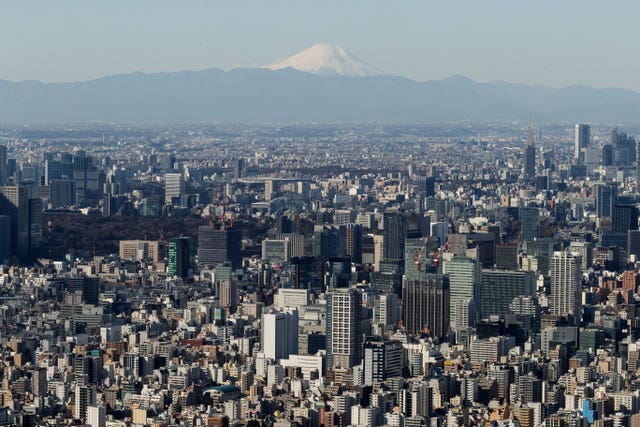 A view looking across to Mount Fuji from the viewing platform within the Tokyo Skytree