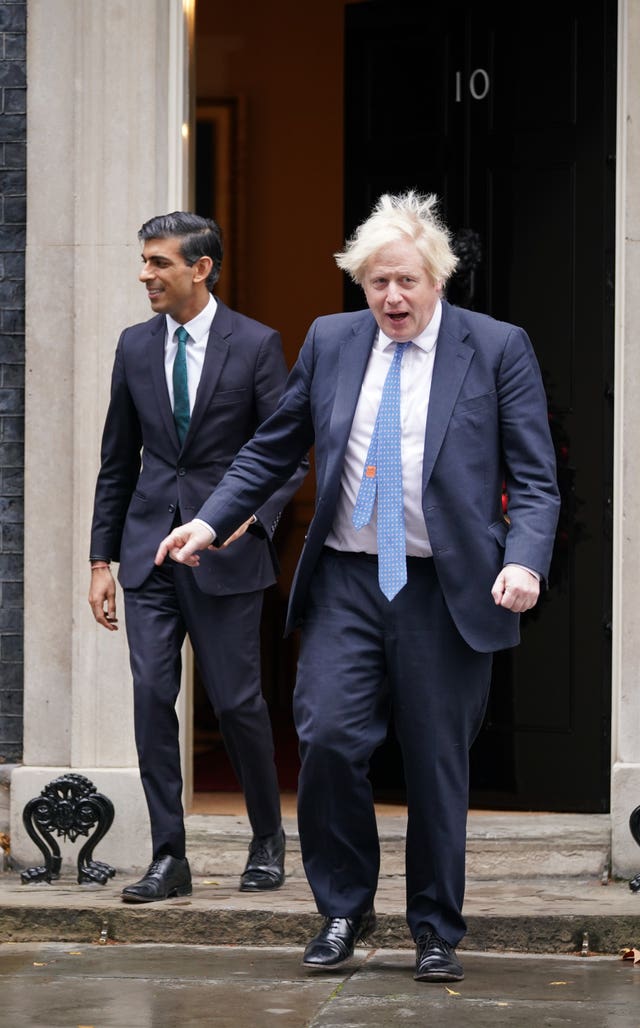 Boris Johnson, right, with Rishi Sunak