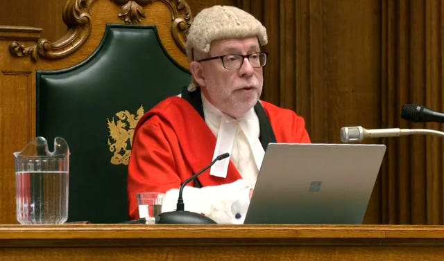 Judge Mr Justice Wall during the live broadcast