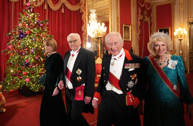 The King and Queen arrive with German President Frank-Walter Steinmeier and his wife Elke Budenbender 