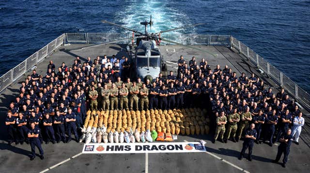 Sailors and Royal Marines onboard HMS Dragon