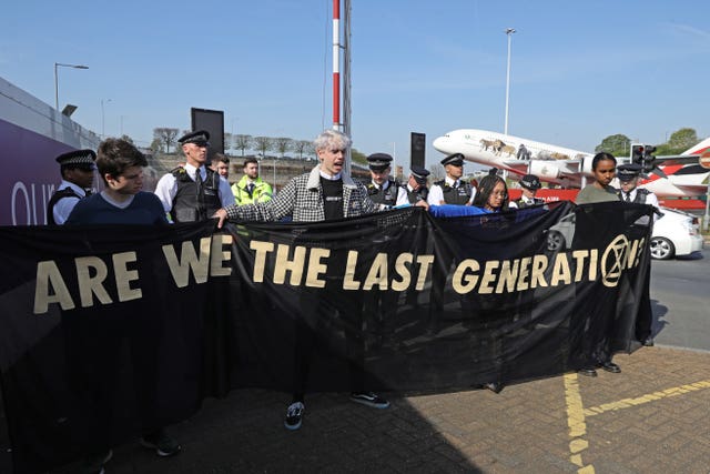 Extinction Rebellion demonstrators at London Heathrow airport