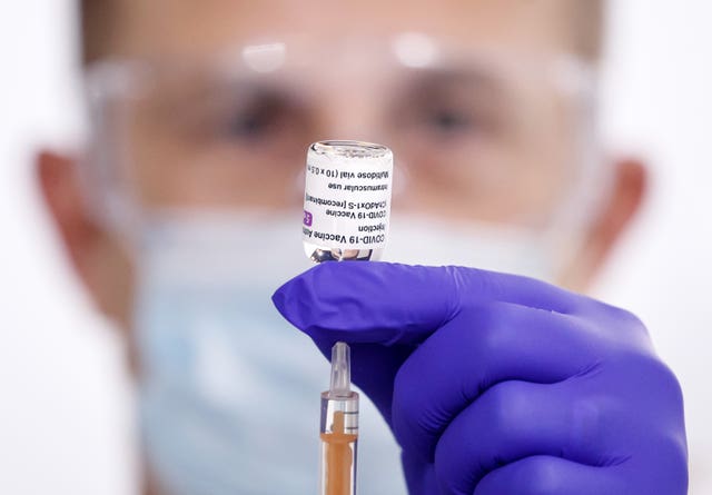 An Oxford/AstraZeneca coronavirus vaccine is prepared