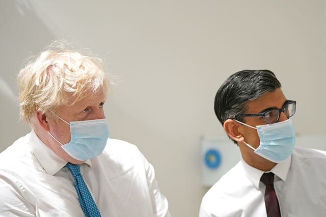 Boris Johnson and Rishi Sunak in February 2022 