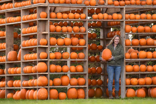 Victoria Cushing in her pumpkin house