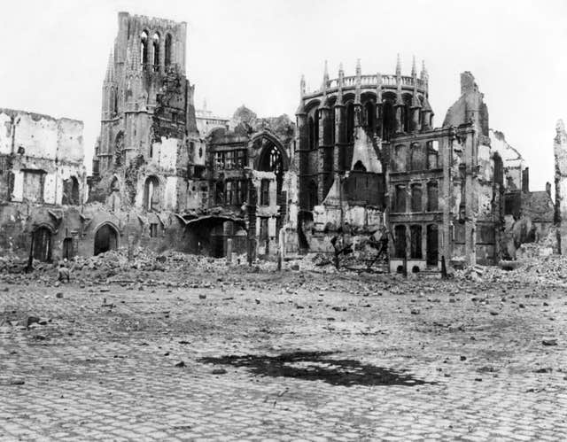 Ruined buldings in Ypres, Belgium